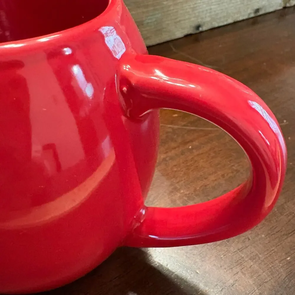 Glossy Red Ceramic Round Sphere Ball Coffee Mug Tea Cup 16oz Barrel Shape